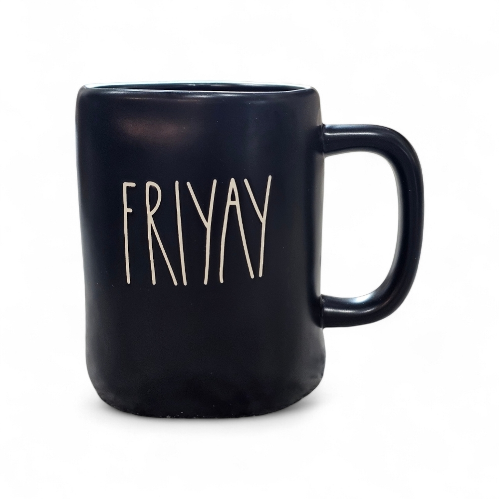 Rea Dunn Ceramic Black Mug ' Friyay ' New With Out Tags